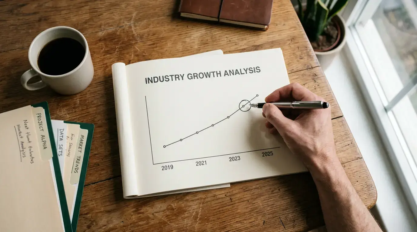 Crypto betting market growth from 2019 to 2024 shown on an analyst's desk