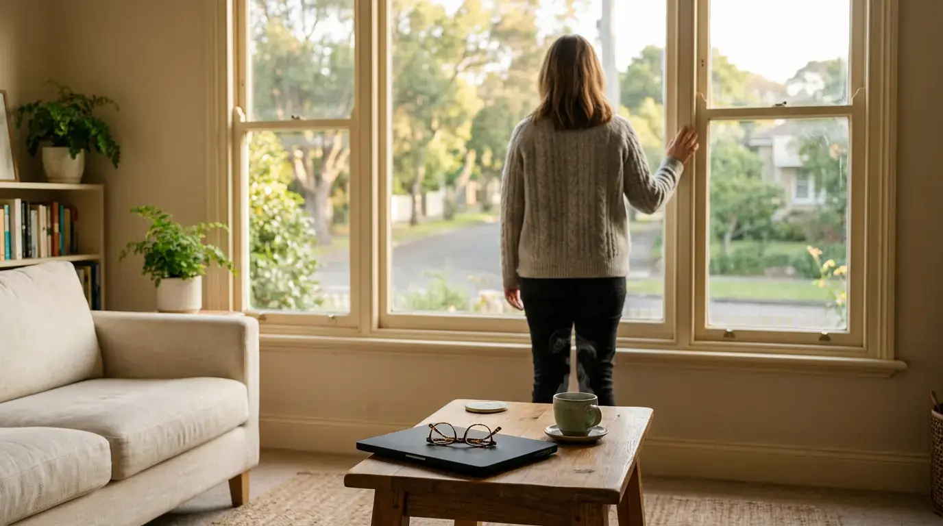 Person stepping back from a laptop to take a break from betting